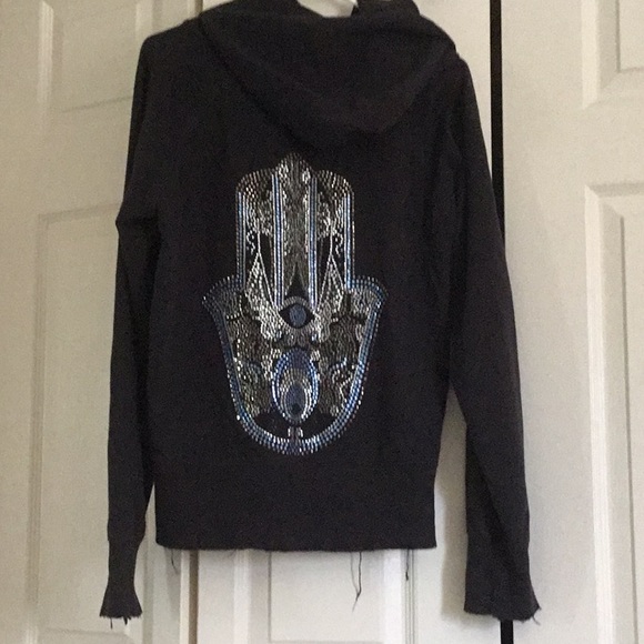 Studded hands of hamsa evil eye zip up - Picture 1 of 11